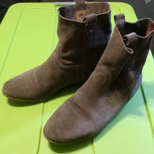 Frye tan suede ankle boots